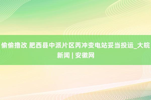 偷偷撸改 肥西县中派片区芮冲变电站妥当投运_大皖新闻 | 安徽网