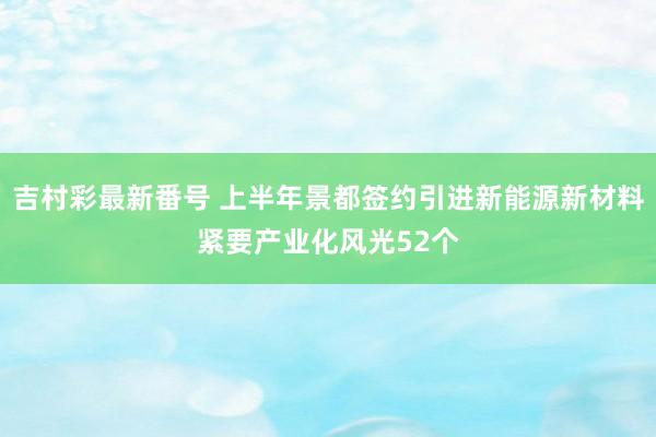 吉村彩最新番号 上半年景都签约引进新能源新材料紧要产业化风光52个