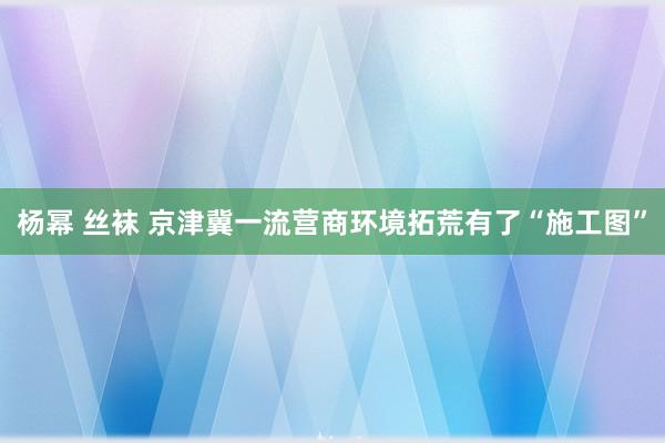 杨幂 丝袜 京津冀一流营商环境拓荒有了“施工图”