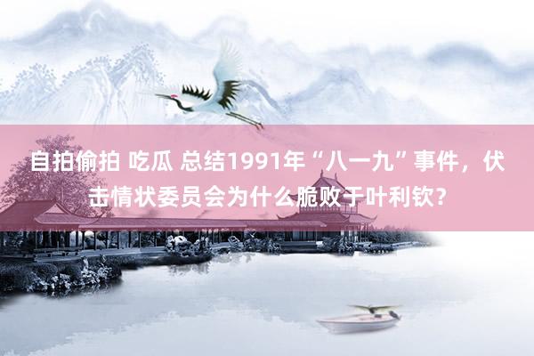 自拍偷拍 吃瓜 总结1991年“八一九”事件，伏击情状委员会为什么脆败于叶利钦？